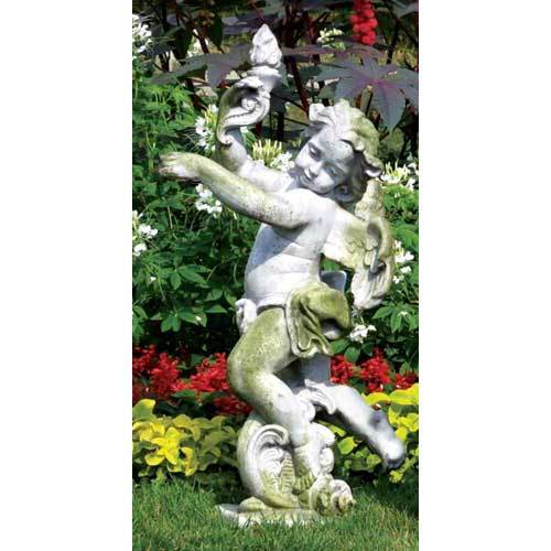 Lifesize Rococo Angel Torch - Left 43 Outdoor/Indoor Statue - Bella Statues