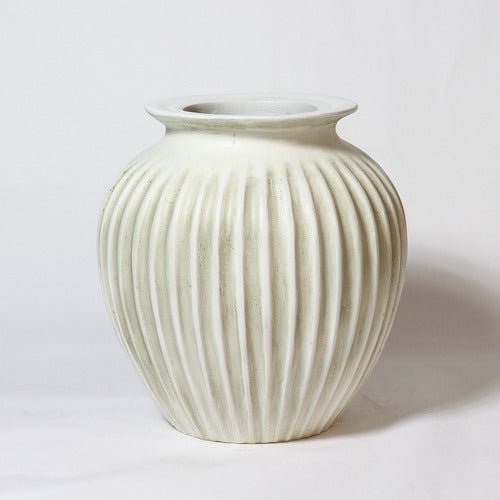 Ribbed Cut Off Pot Outdoor/Indoor Statue - Bella Statues