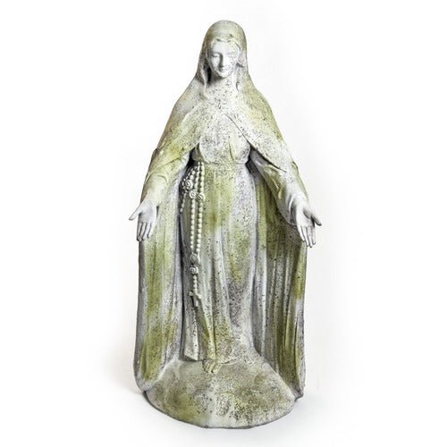 Lifesize Mary Of The Rosary with Lace 4 Outdoor/Indoor Statue - Bella Statues