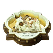 Custom Painted Wall Plaque of Stations of the Cross Station 9 Outdoor/Indoor Statue - Bella Statues
