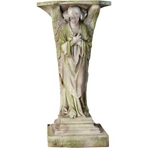 Lifesize Devotion Angel Cross Ped. 38 Outdoor/Indoor Statue - Bella Statues