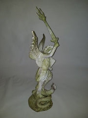 Lifesize St. Michael W/Sword Fire 38 Outdoor/Indoor Statue - Bella Statues