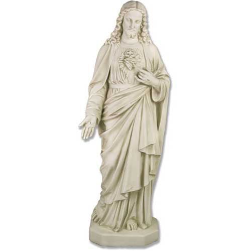 Custom Painted Lifesize Sacred Heart Of Jesus 49" H Outdoor/Indoor Statue - Bella Statues