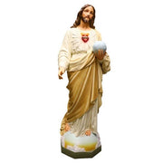 Custom Painted Lifesize Jesus Religious Sacred Heart To The World 62" Outdoor/Indoor Statue - Bella Statues