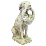 Dog With Flower Basket 24 Outdoor/Indoor Statue - Bella Statues