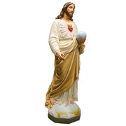 Custom Painted Lifesize Jesus Religious Sacred Heart To The World 62" Outdoor/Indoor Statue - Bella Statues