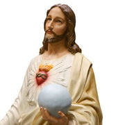 Custom Painted Lifesize Jesus Religious Sacred Heart To The World 62" Outdoor/Indoor Statue - Bella Statues