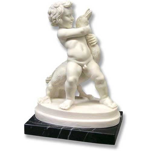 Child With Goose 7.5 H Outdoor/Indoor Statue - Bella Statues