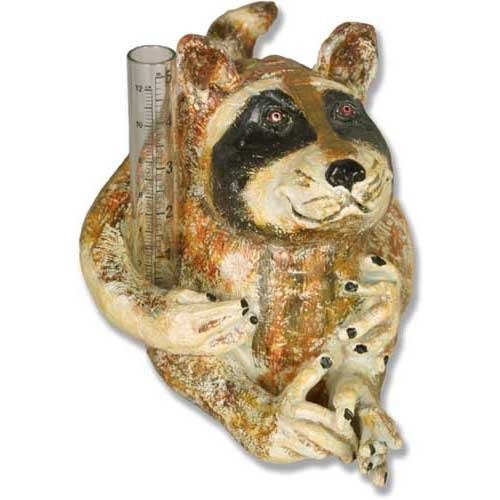Pockets Raccoon Rain Gauge Outdoor/Indoor Statue - Bella Statues
