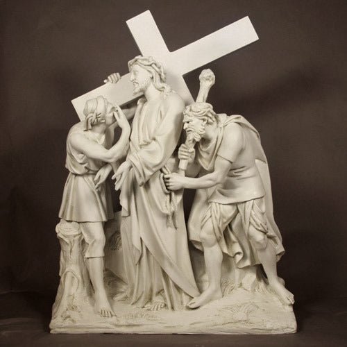 Lifesize Jesus Is Given The Cross Station 2 Outdoor/Indoor Statue - Bella Statues
