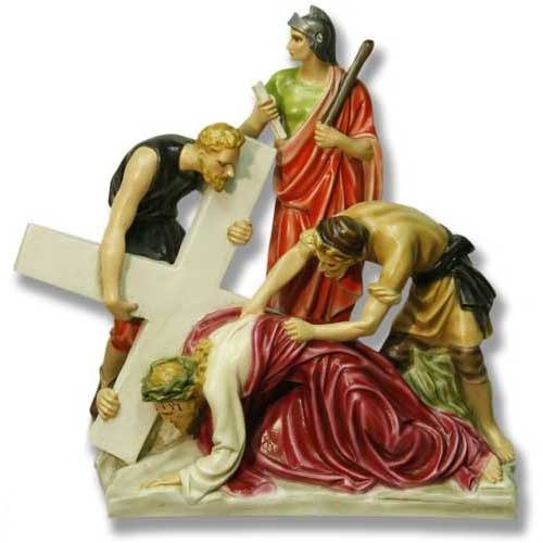 Custom Painted Jesus Falls The 2nd Time Stati Outdoor/Indoor Statue - Bella Statues