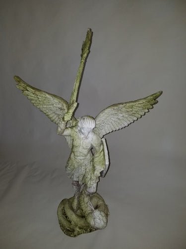 Lifesize St. Michael W/Sword Fire 38 Outdoor/Indoor Statue - Bella Statues