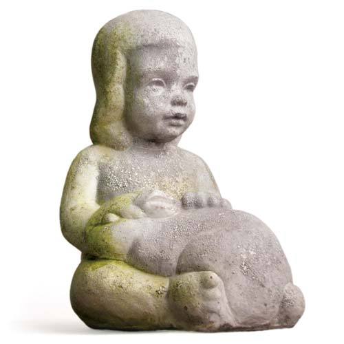 Girl Petting Rabbit 14 Outdoor/Indoor Statue - Bella Statues