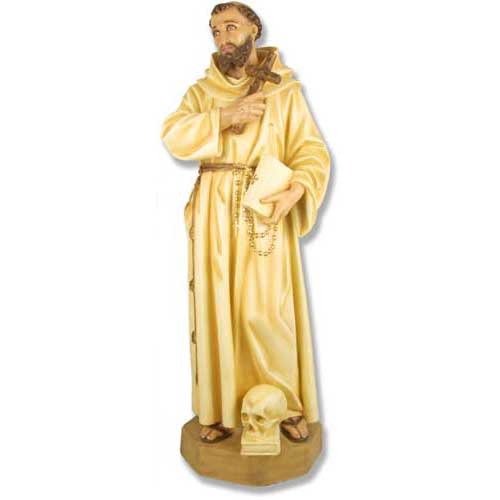 Custom Painted Lifesize St Francis (Skull & Cross 63 Outdoor/Indoor Statue - Bella Statues
