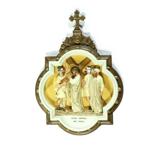 Custom Painted Wall Plaque of Stations of the Cross Station 2 Outdoor/Indoor Statue - Bella Statues