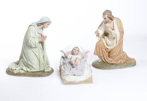 Custom Painted Mary,Joseph & Baby In Manger Outdoor/Indoor Statue - Bella Statues