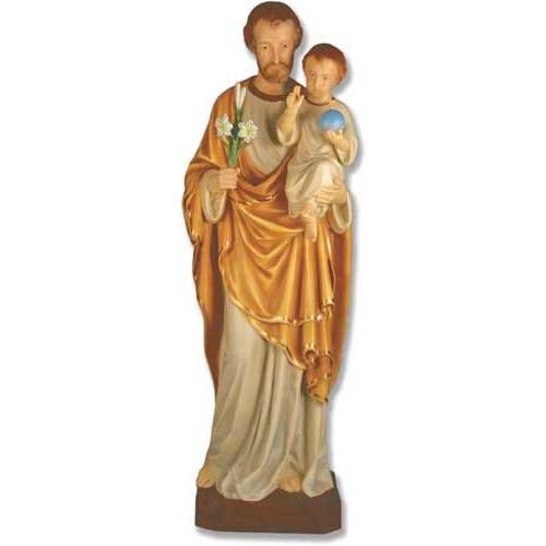Custom Painted Lifesize Saint Joseph And Child 49 Outdoor/Indoor Statue - Bella Statues