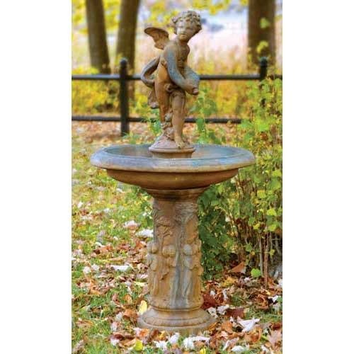 Lifesize Cupid Birdbath 51 (2 Pieces) Outdoor/Indoor Statue - Bella Statues