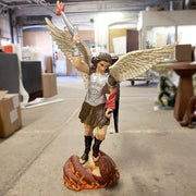 Custom Painted Lifesize St. Michael W/Sword Fire 38 Outdoor/Indoor Statue - Bella Statues