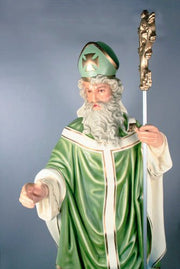 Custom Painted Lifesize Saint Patrick w/Staff Realistic Outdoor/Indoor Statue - Bella Statues
