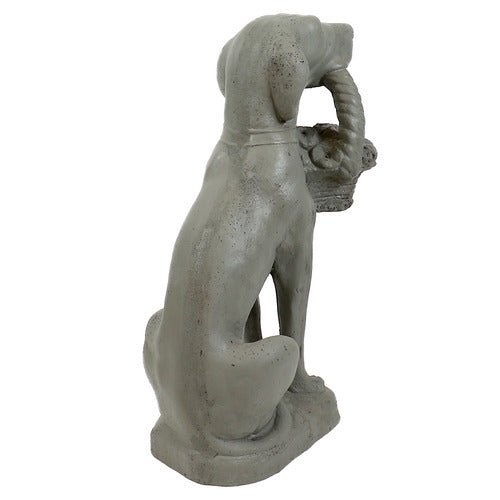 Dog With Flower Basket 24 Outdoor/Indoor Statue - Bella Statues