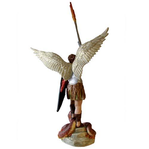 Custom Painted Lifesize St. Michael W/Sword Fire 38 Outdoor/Indoor Statue - Bella Statues