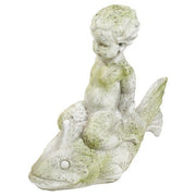 Boy On Fish 20 H Cppr Outdoor/Indoor Statue - Bella Statues