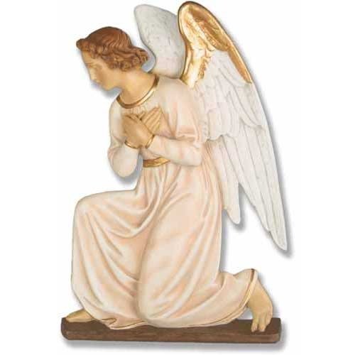 Custom Painted Angel Wall Plaque Hands Crosse Outdoor/Indoor Statue - Bella Statues