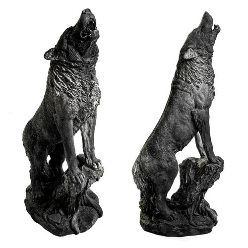 Lifesize Wolf Howling Outdoor/Indoor Statue - Bella Statues