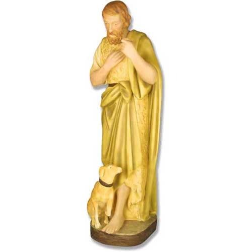 Custom Painted Lifesize Shepherd with Dog 41 H Nativit Outdoor/Indoor Statue - Bella Statues