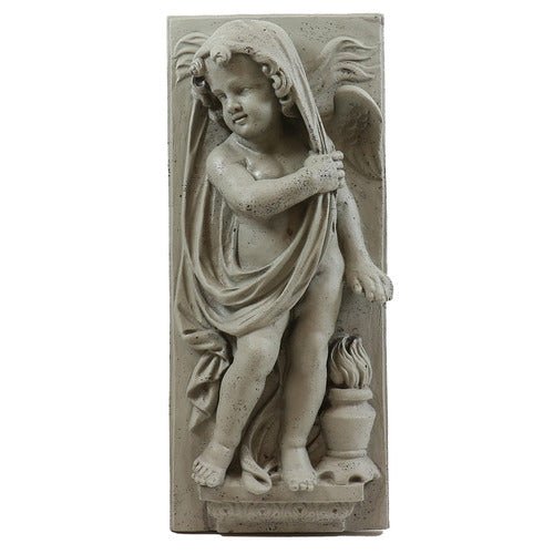 Little Boy Winter Plaque 30 Outdoor/Indoor Statue - Bella Statues