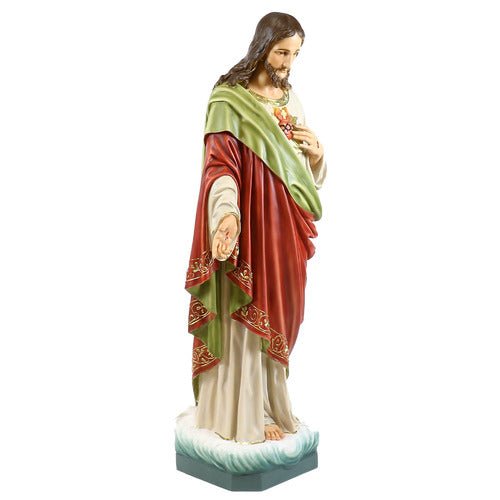 Custom Painted Lifesize Jesus Religious SACRED HEART 5'2" Outdoor/Indoor Statue - Bella Statues