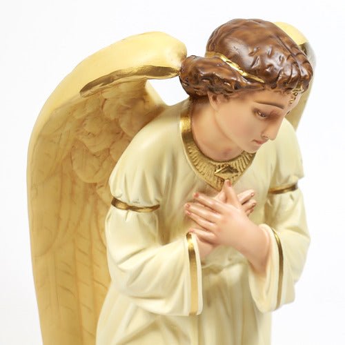Custom Painted Angel Sorrow Kneeling Cross 27 Outdoor/Indoor Statue - Bella Statues