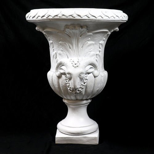 Ram Head Urn (2 Sides) 29 H Outdoor/Indoor Statue - Bella Statues