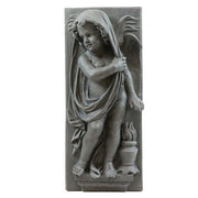 Little Boy Winter Plaque 30 Outdoor/Indoor Statue - Bella Statues
