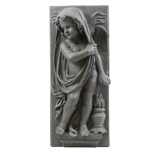 Little Boy Winter Plaque 30 Outdoor/Indoor Statue - Bella Statues