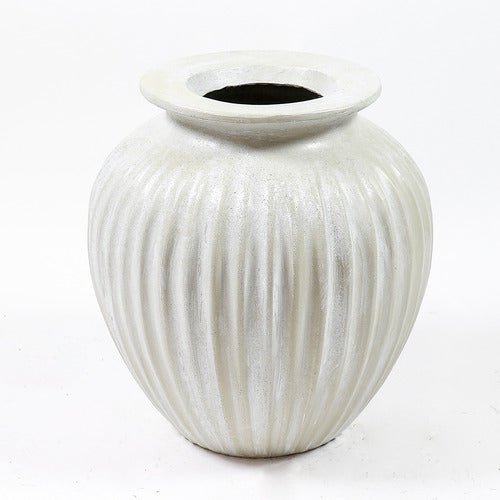 Ribbed Cut Off Pot Outdoor/Indoor Statue - Bella Statues