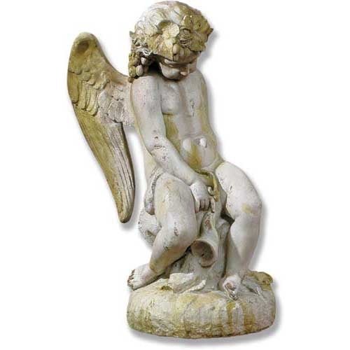 Como Cherub & Lion With Wings Outdoor/Indoor Statue - Bella Statues