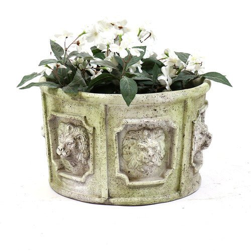 Six Lion Head Urn Outdoor/Indoor Statue - Bella Statues