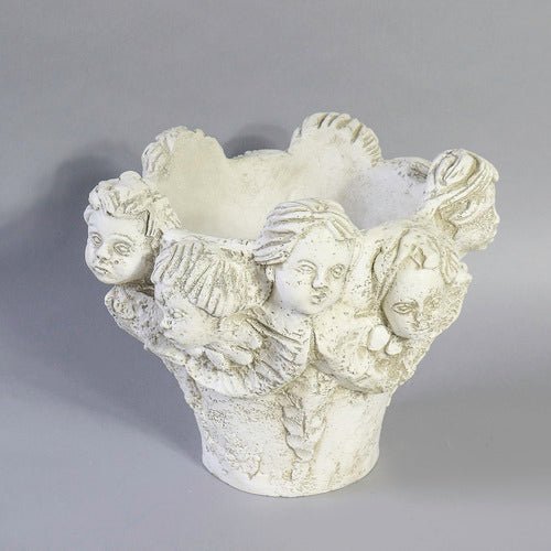 Faces of Cherub pot 10"h Outdoor/Indoor Statue - Bella Statues