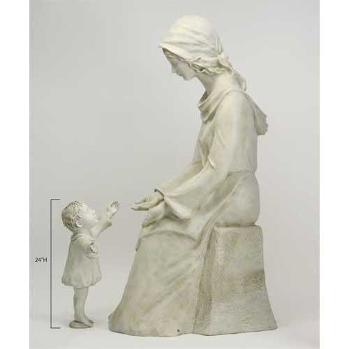 Lifesize Seated Mary And Baby 57 Outdoor/Indoor Statue - Bella Statues