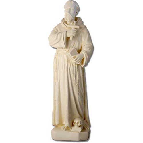 Custom Painted Lifesize Saint Francis Holding Cross 38 Outdoor/Indoor Statue - Bella Statues