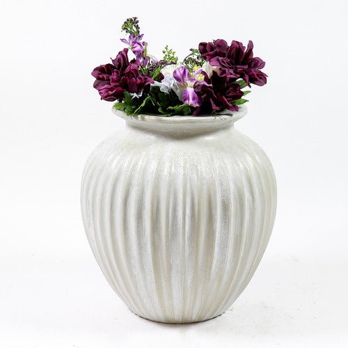 Ribbed Cut Off Pot Outdoor/Indoor Statue - Bella Statues