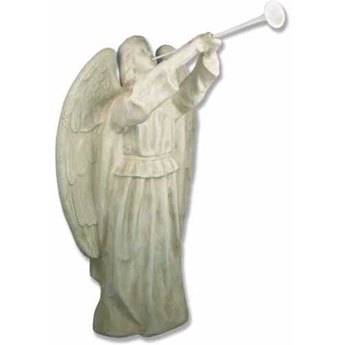 Lifesize Angel Floating With Horn Outdoor/Indoor Statue - Bella Statues