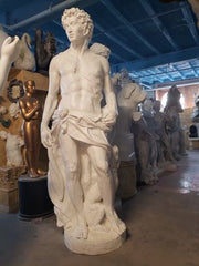 Lifesize Apollo of Hunt with Dog 108 Outdoor/Indoor Statue - Bella Statues