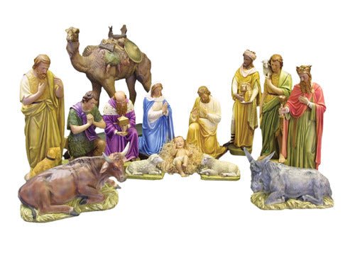 Painted Nativity Set Large Life Size Outdoor/Indoor Statue - Bella Statues