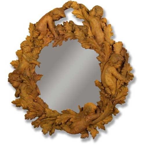 Babies In Leaves Lg Mirror Outdoor/Indoor Statue - Bella Statues