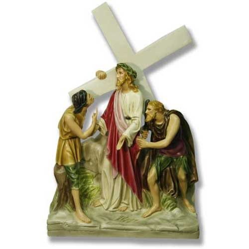 Custom Painted Lifesize Jesus Is Given The Cross Station 2 Outdoor/Indoor Statue - Bella Statues