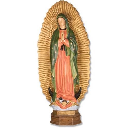Custom Painted Lifesize Our Lady Guadalupe w/ Sunburst Outdoor/Indoor Statue - Bella Statues