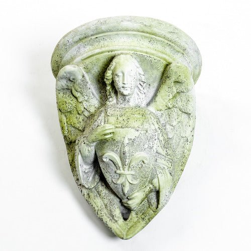 Angel with Fleur - De - Lis Shield Outdoor/Indoor Statue - Bella Statues